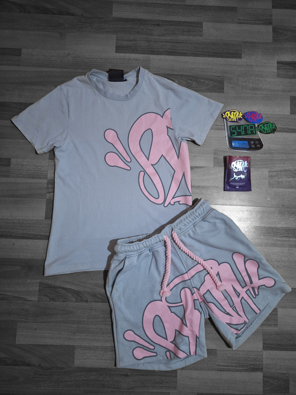 Комплект Syna World T-Shirt & Shorts Grey/Pink - Размер XS (Става и за S) - Чисто нов
