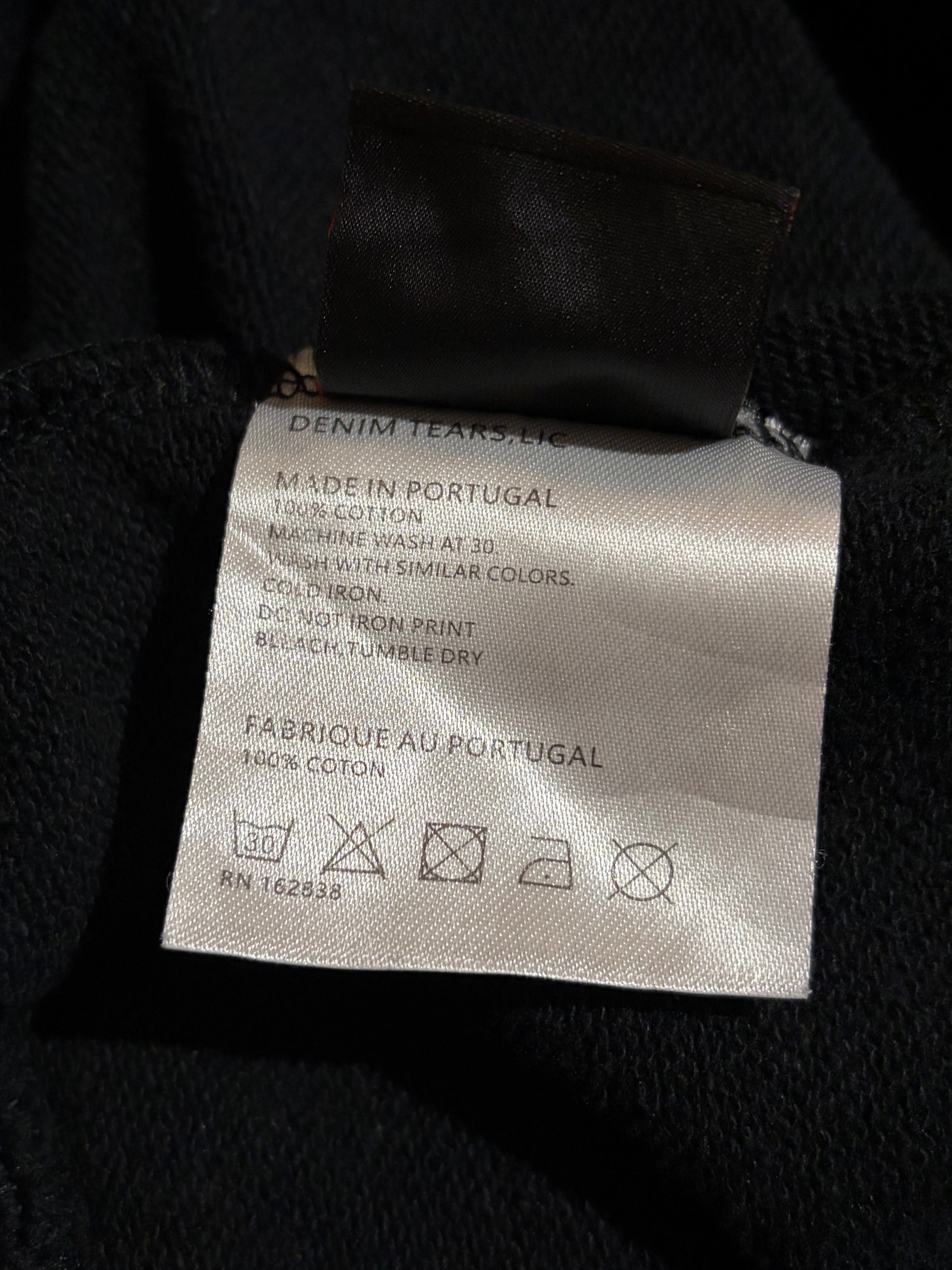 Denim Tears Black Cotton Shorts with White Floral Wreath Print