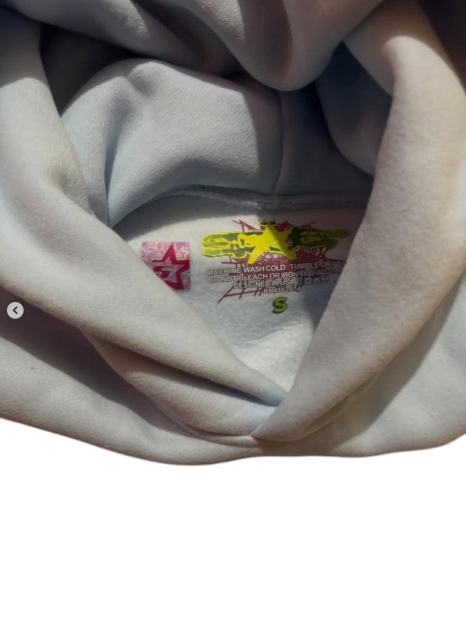 Sp5der Web Hoodie – Light Grey / Blue