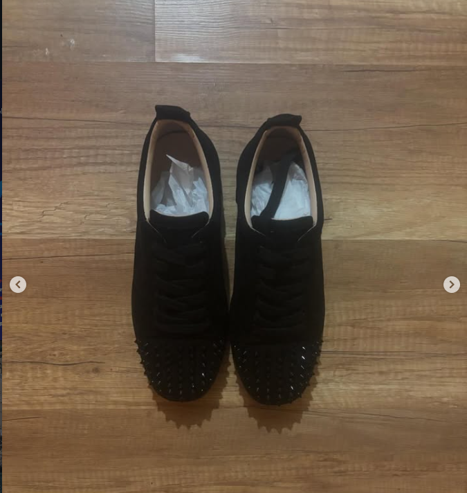 Christian Louboutin Black Spiked Sneakers – Premium Designer Shoes with Red Sole