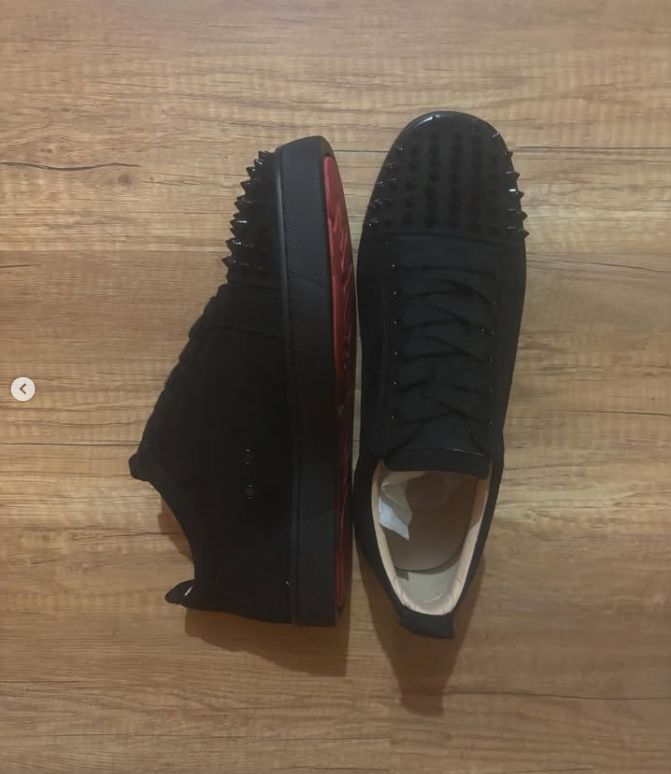 Christian Louboutin Black Spiked Sneakers – Premium Designer Shoes with Red Sole
