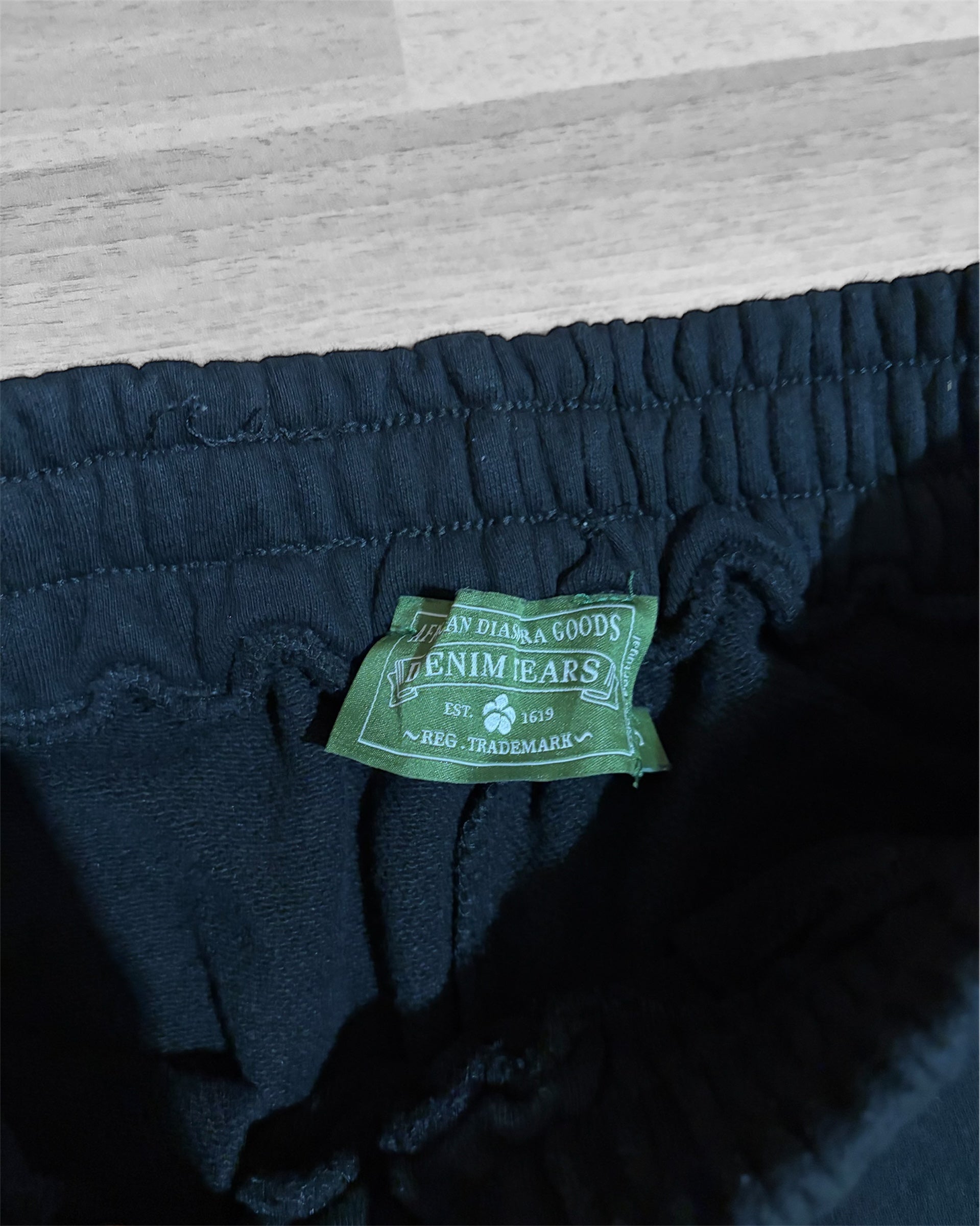 Denim Tears Black Cotton Shorts with White Floral Wreath Print